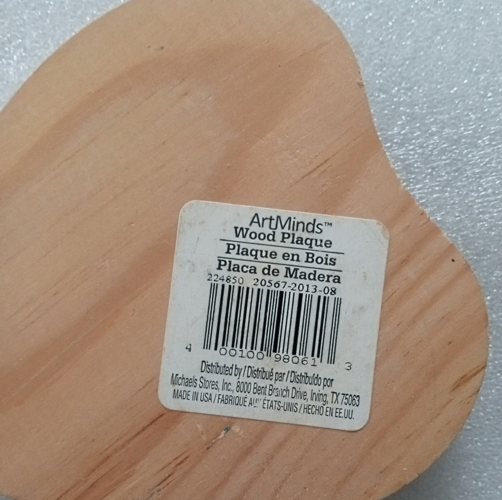 Natural Wood Plaque Heart Decor - 4" x 4" - Picture 7 of 10